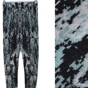 BCBGMAXAZRIA Silk Jacquard Leggings Aqua Cotton Blend Full Length Small S